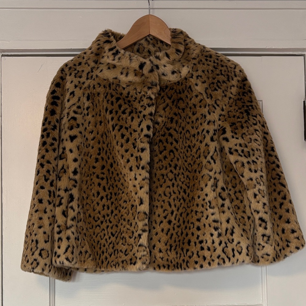 INC International Concepts Leopard Print Faux Fur Jacket